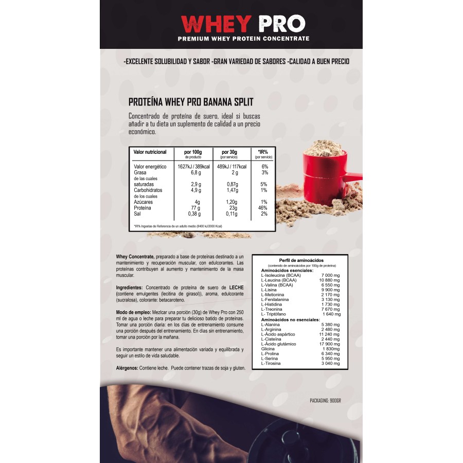 Voedingsinformatie Whey Pro Banana Split 900g Elevenfit