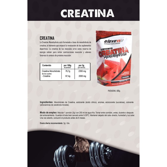 Näringsinformation kreatinmonohydrat vattenmelon 300gr