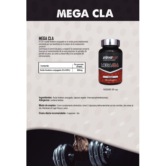 informacion nutricional MEGA CLA 100 CAPS