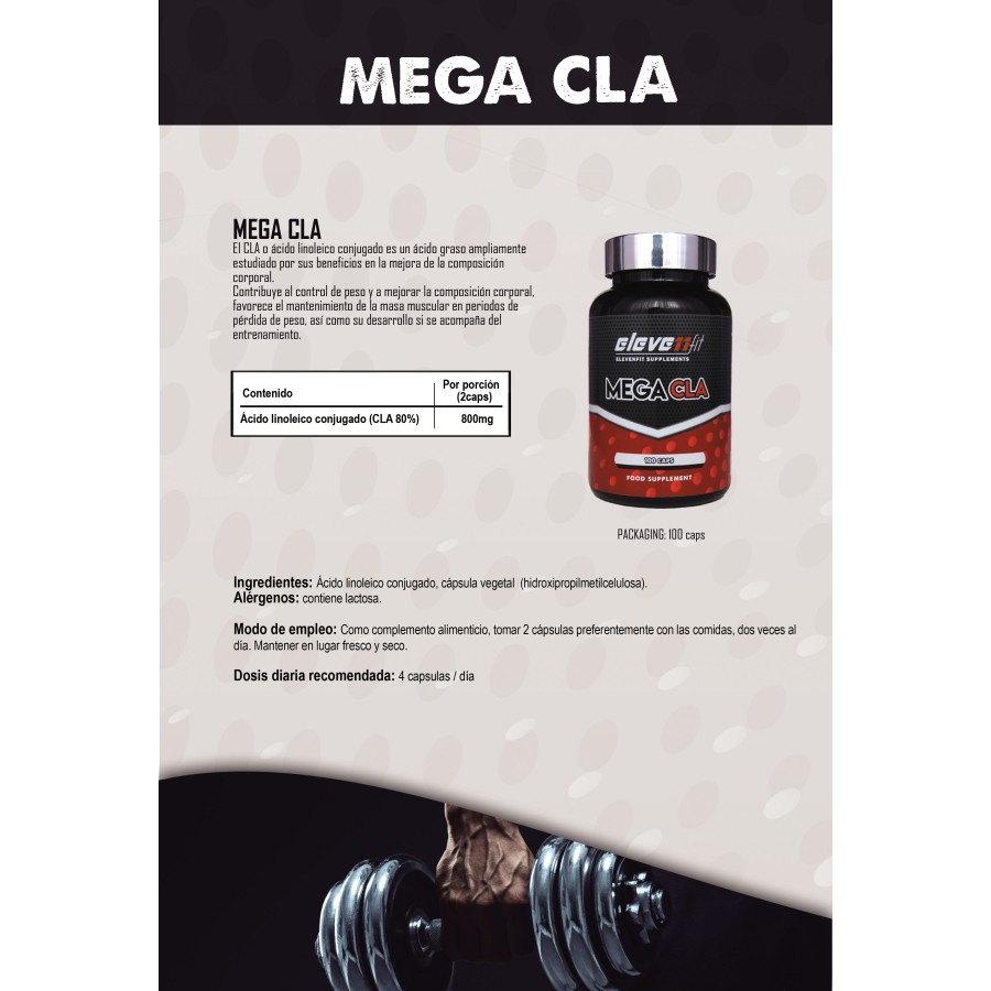 informacion nutricional MEGA CLA 100 CAPS
